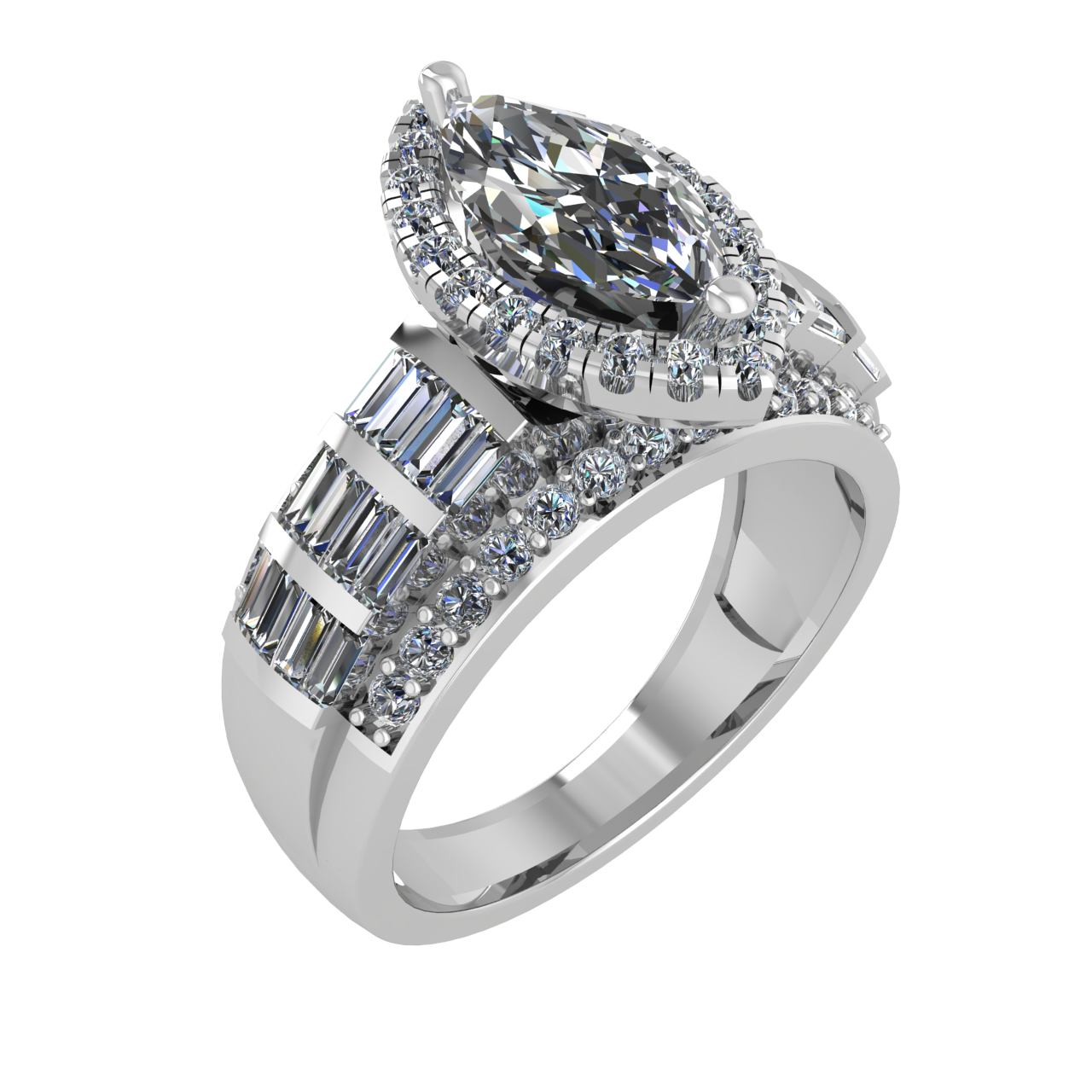 HALO DESIGNER 5.50mm x 0.00mm MARQUISE ENGAGEMENT RING